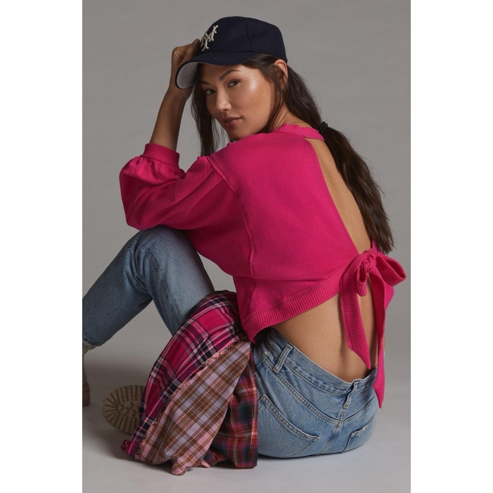 Anthropologie Pilcro Open-Back Sweatshirt‎ in Pink
